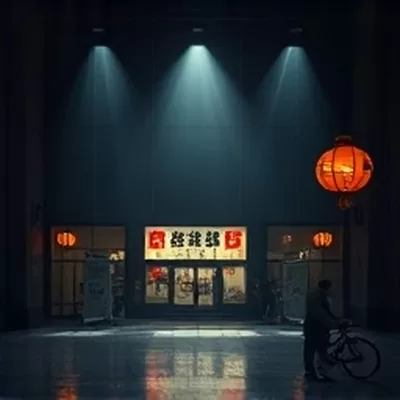 暗涌之城封面：雨夜里亮着灯的旧式写字楼